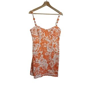 Jade Melody Tam Orange & White Y2K Floral Beaded Strappy Size 6